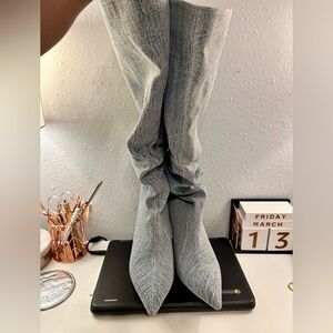 AKIRA Light blue Jean slouch Skinny  Boots